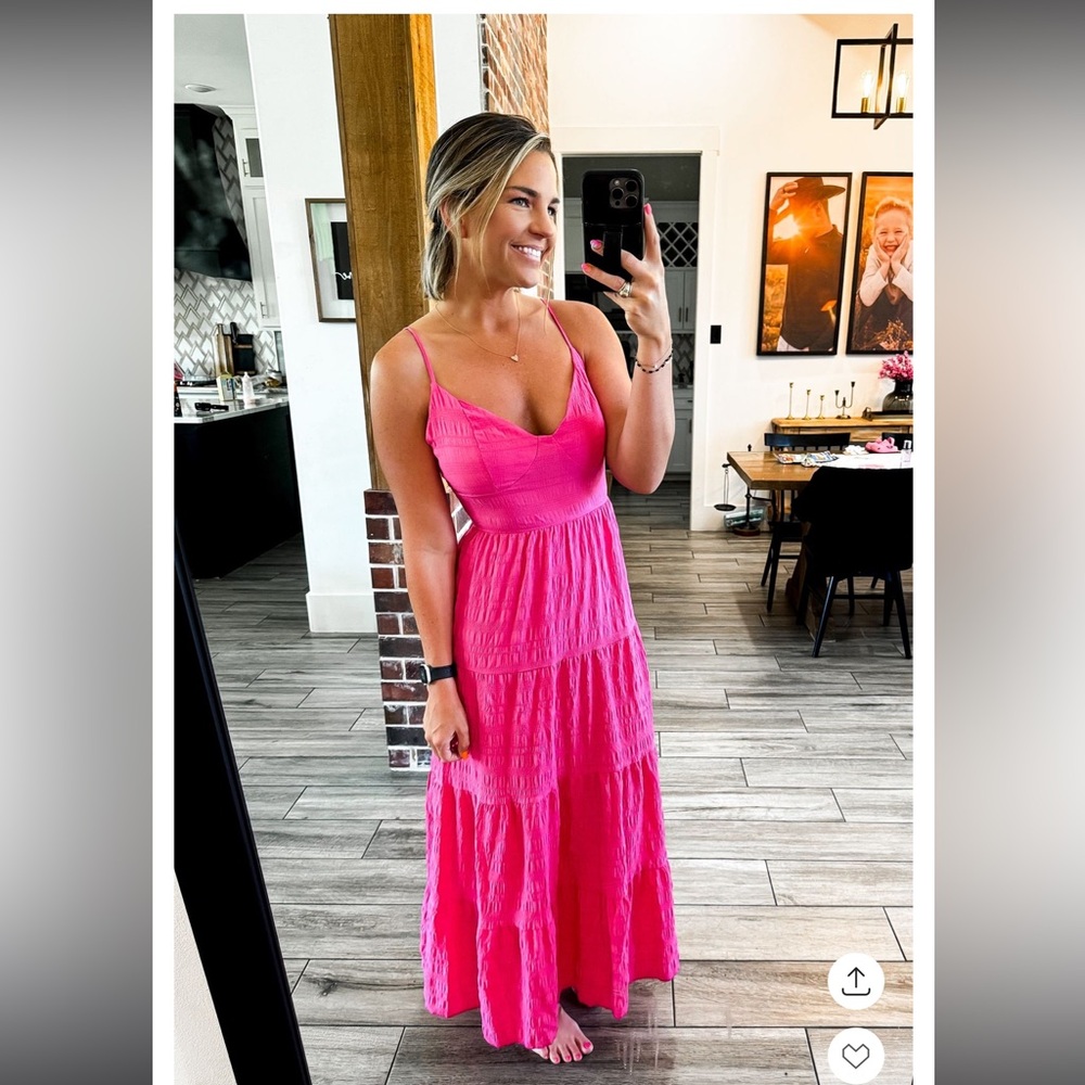 SHEIN hot pink tie back dress